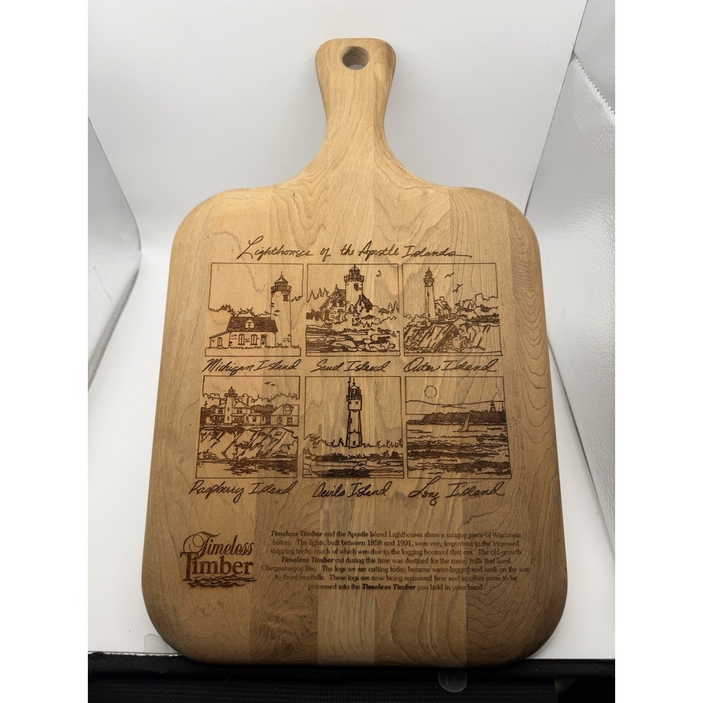 Timeless Timber Apostle Islands Lighthouses Engraved Wooden Cutting Board